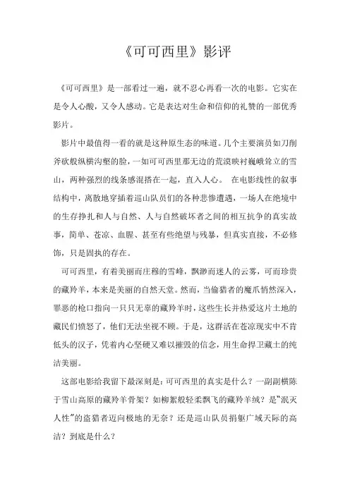 《可可西里》影评