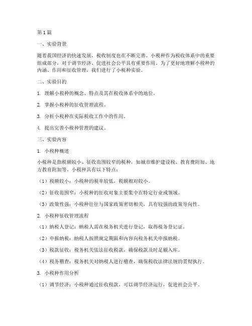 小税种实验报告总结(3篇)