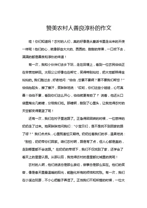 赞美农村人善良淳朴的作文