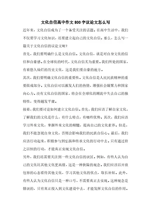 文化自信高中作文800字议论文怎么写