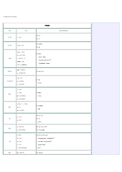 几何图形及计算公式查询.