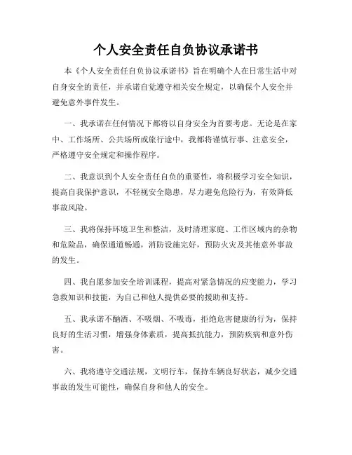 个人安全责任自负协议承诺书
