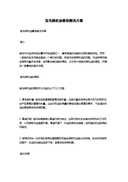 宝马烧机油最佳解决方案