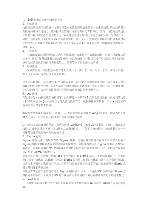 SAR影像斑点噪声的抑制方法