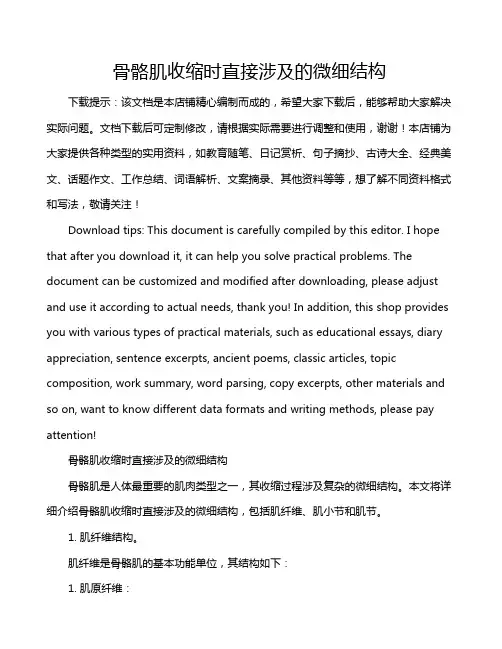 骨骼肌收缩时直接涉及的微细结构