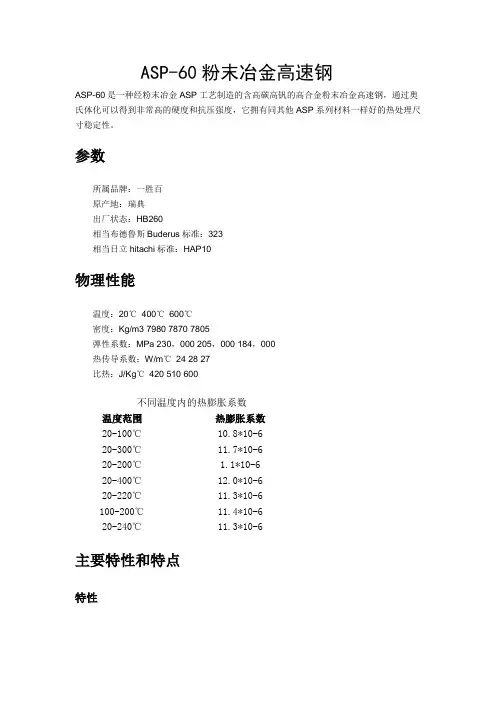 ASP60粉末冶金高速钢