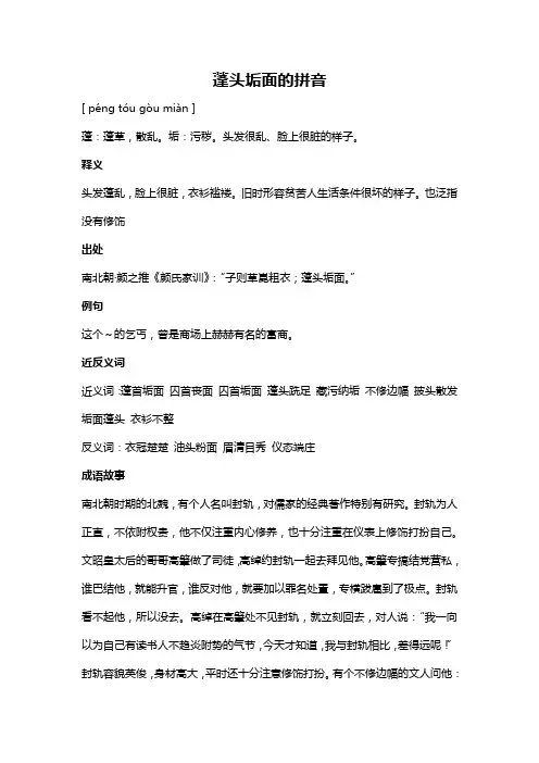蓬头垢面的拼音