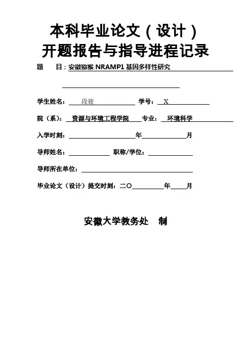 安徽大学毕业论文开题报告