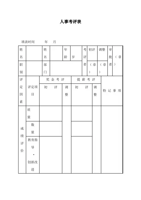 HR管理绩效考核模块之人事考评表