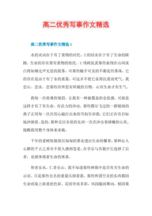 高二优秀写事作文精选