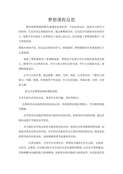 梦想课程反思