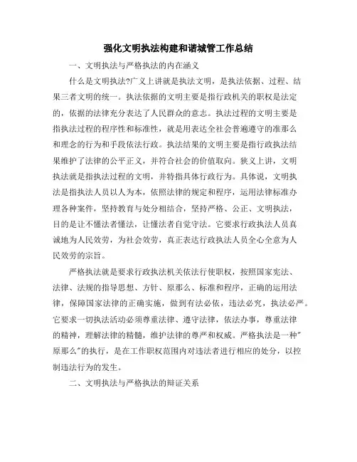 强化文明执法构建和谐城管工作总结