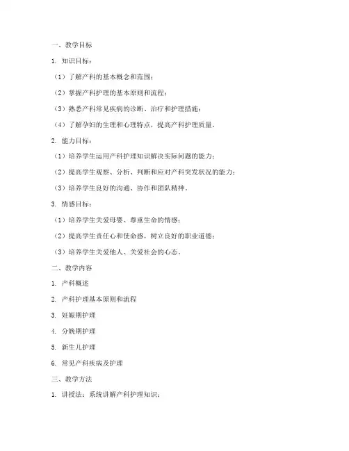产科备课教案范文模板