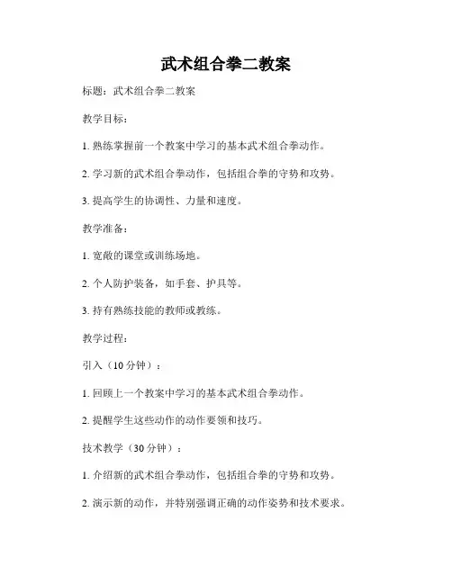 武术组合拳二教案