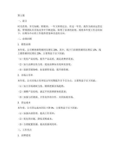 商业运营总监年度总结(3篇)
