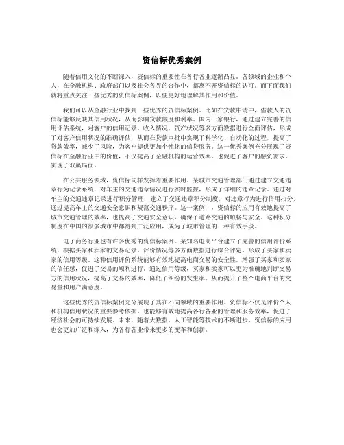 资信标优秀案例