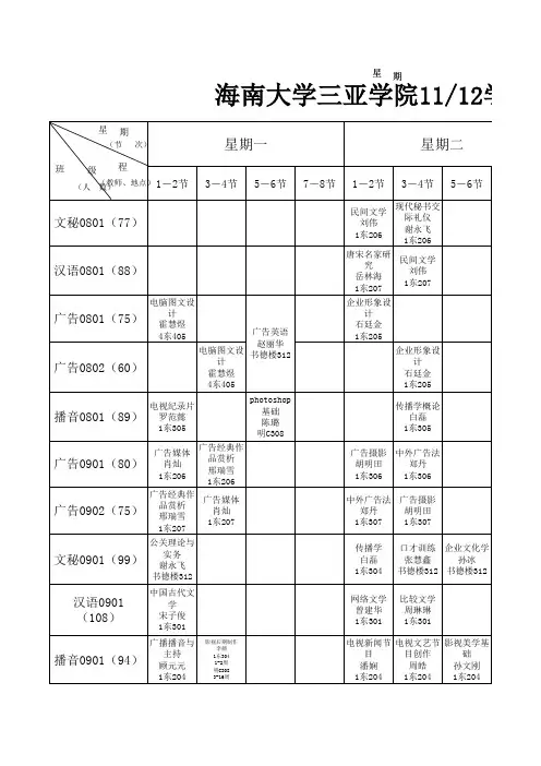 人文分院课表