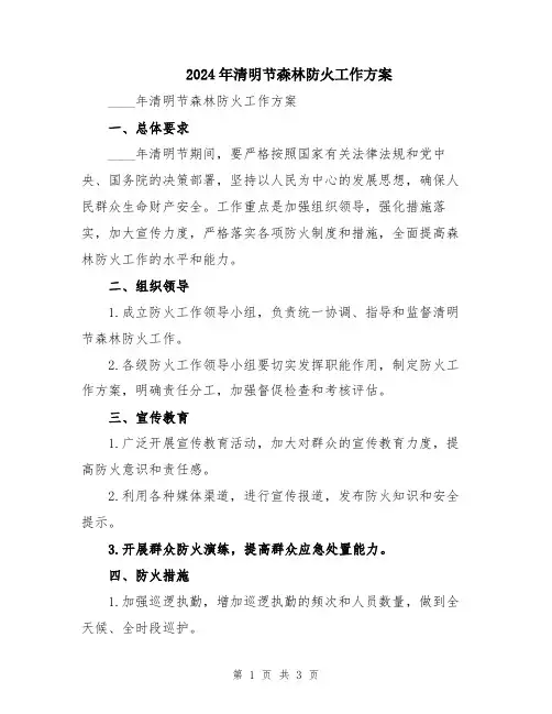 2024年清明节森林防火工作方案