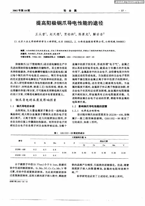 提高阳极钢爪导电性能的途径
