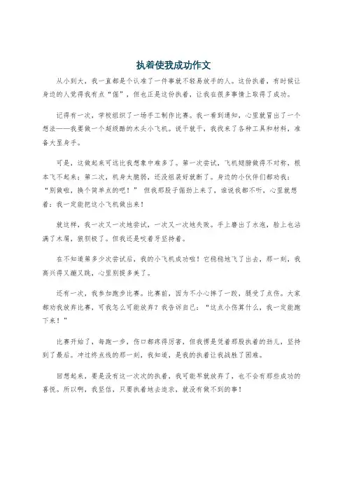 执着使我成功作文
