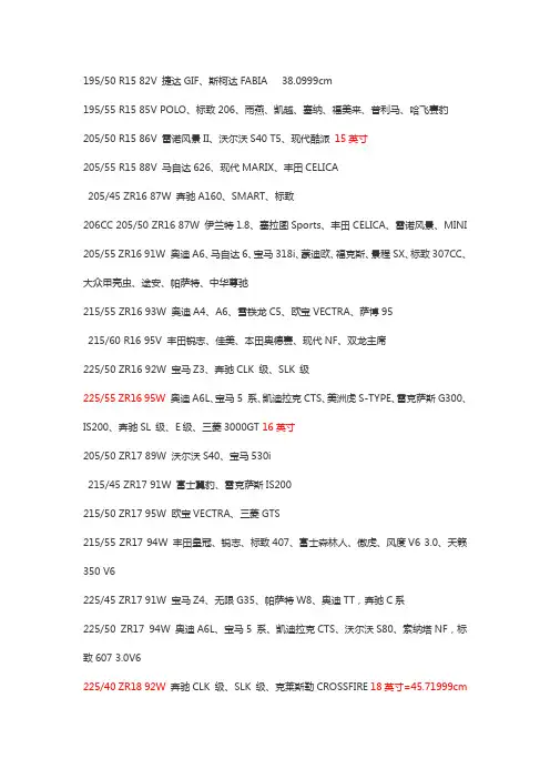 轮胎型号大全