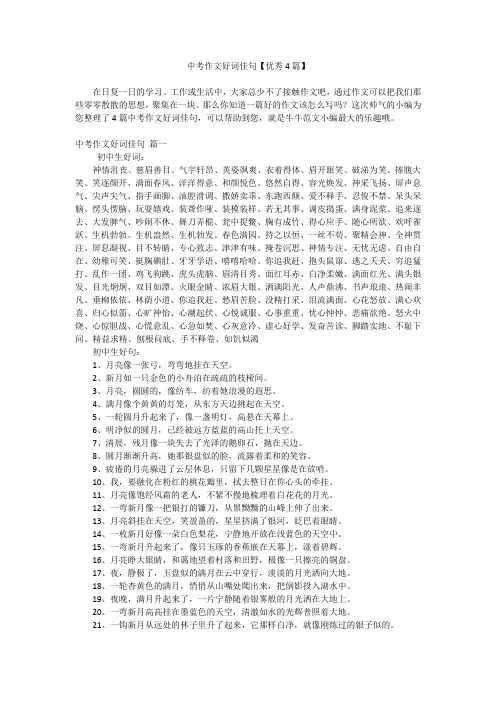中考作文好词佳句【优秀4篇】