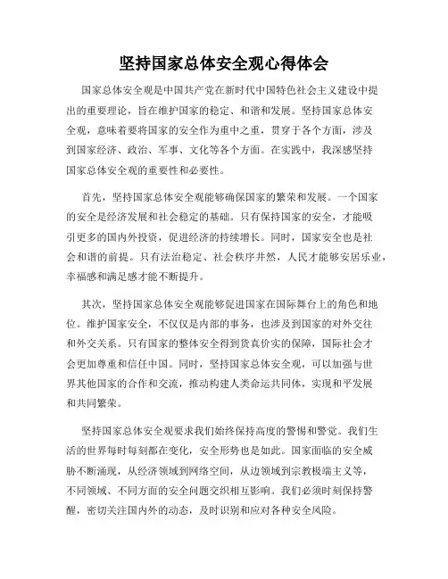 坚持国家总体安全观心得体会
