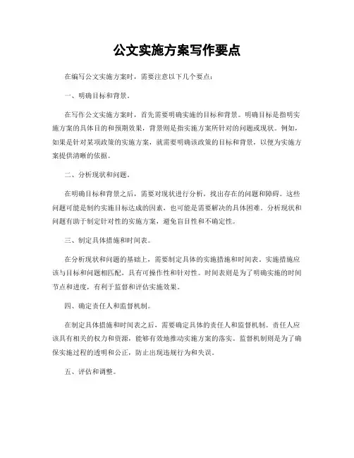 公文实施方案写作要点