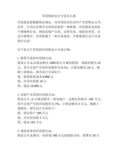 印花税的会计分录怎么做