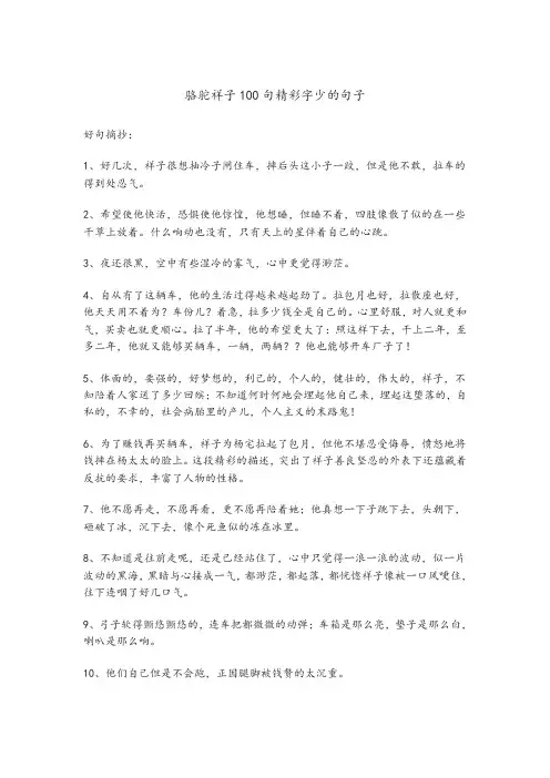 骆驼祥子100句精彩字少的句子