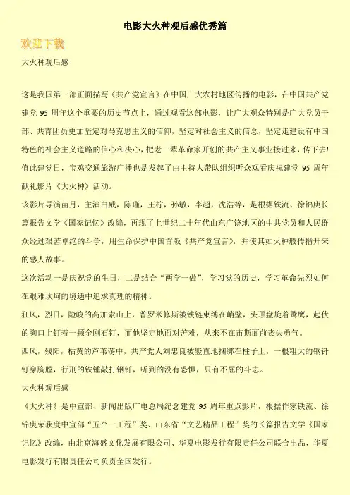 电影大火种观后感优秀篇