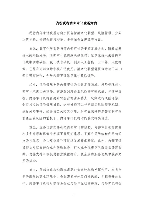 浅析现行内部审计发展方向