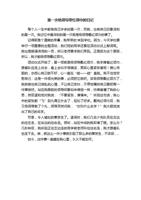 关于第一次给领导带红领巾的日记