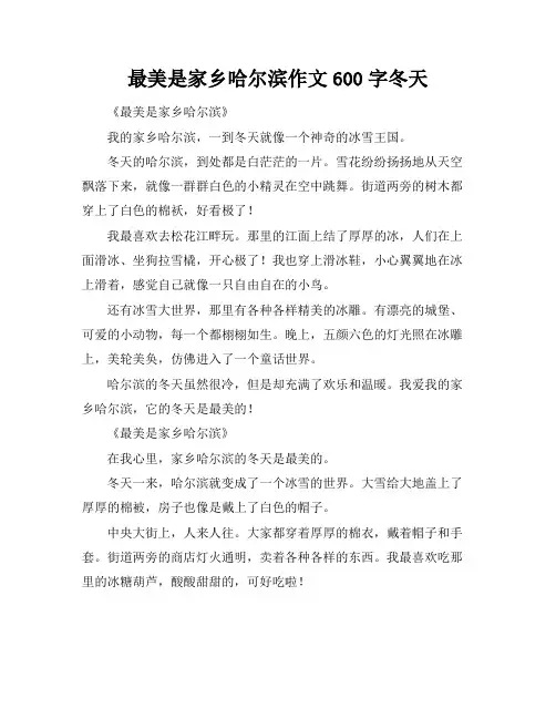 最美是家乡哈尔滨作文600字冬天