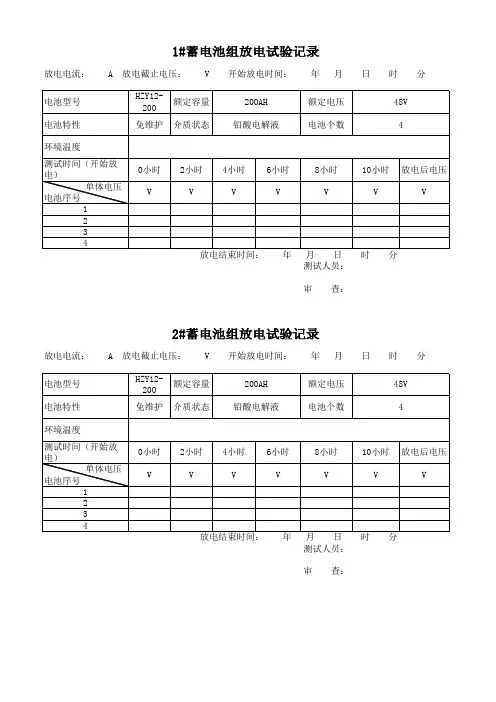 48V蓄电池组放电试验记录