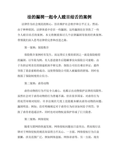 法的漏洞一起令人瞠目结舌的案例