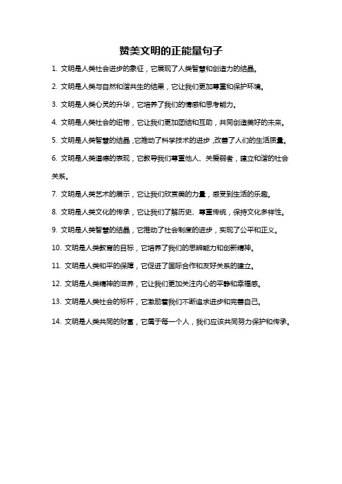 赞美文明的正能量句子