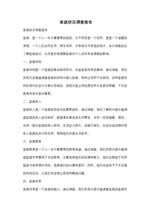 家庭状况调查报告