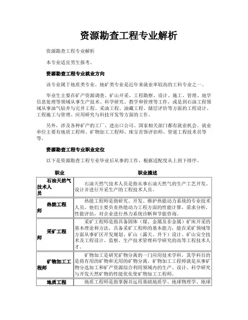 资源勘查工程专业解析