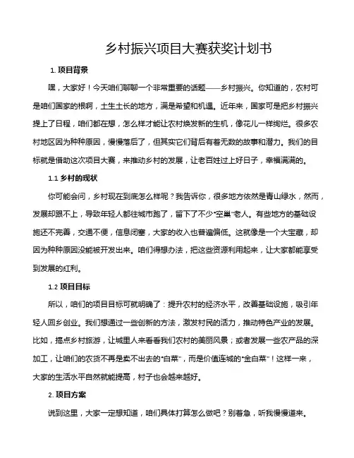 乡村振兴项目大赛获奖计划书