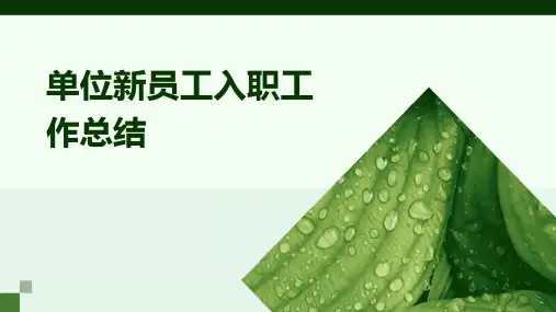 单位新员工入职工作总结PPT