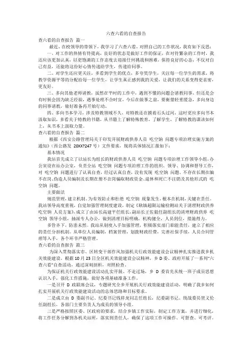 六查六看的自查报告