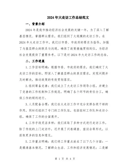 2024年大走访工作总结范文