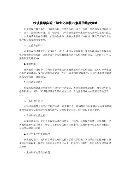 浅谈化学实验下学生化学核心素养的培养策略