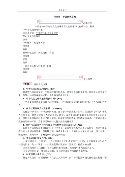 中考道德与法治复习第五课 守望精神家园