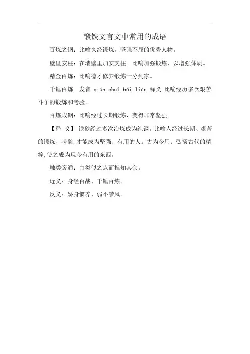锻铁文言文中常用的成语