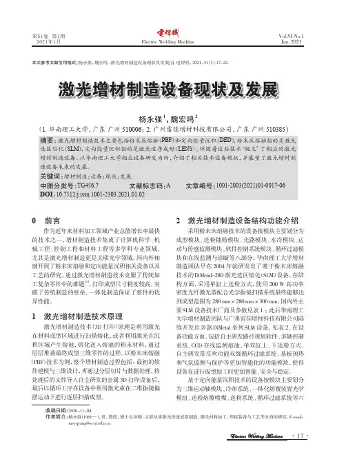 激光增材制造设备现状及发展