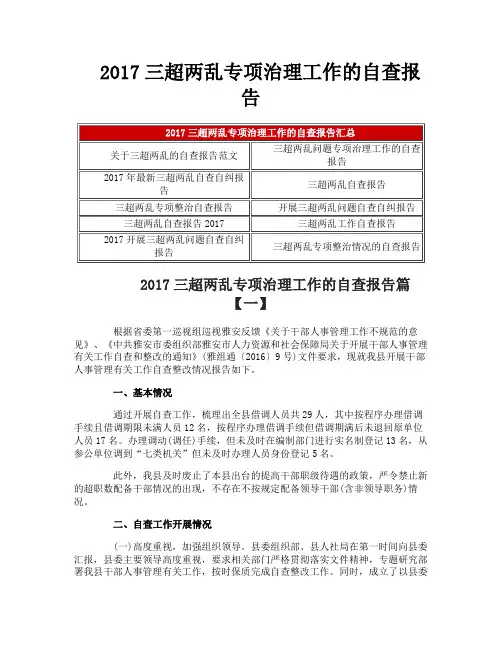 三超两乱专项治理工作的自查报告