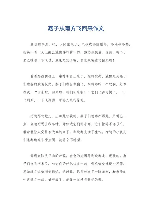 燕子从南方飞回来作文