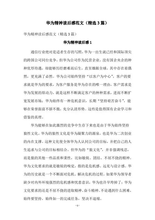 华为精神读后感范文(精选3篇)